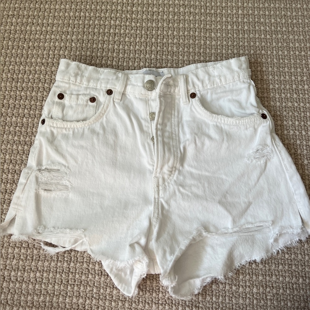 ZARA white denim shorts, high rise, WORN ONCE